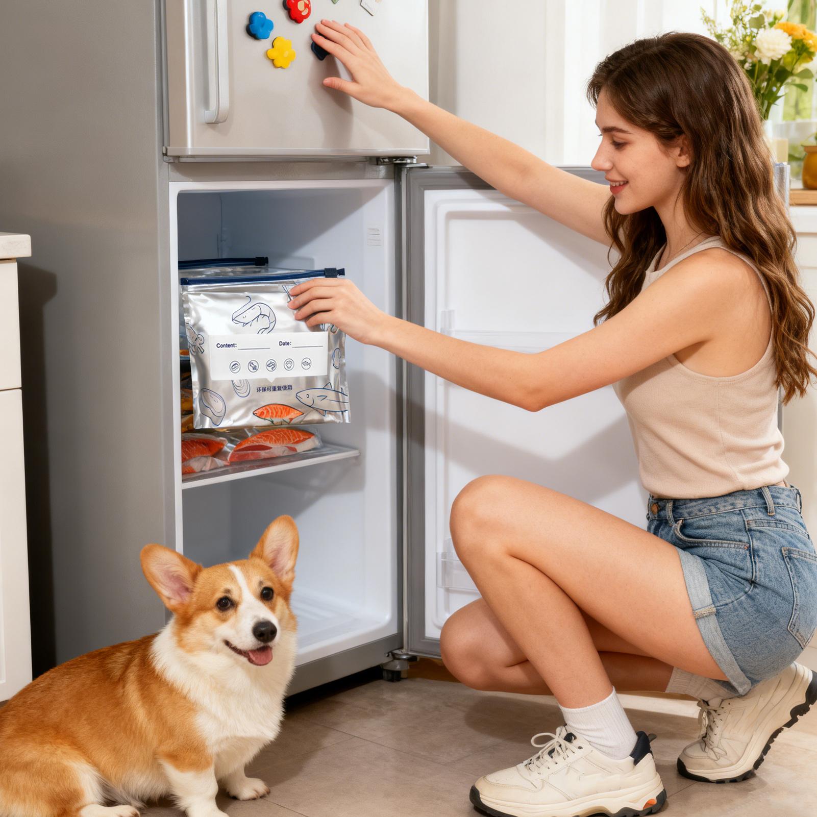 Meal Prep Seafood - Aluminum Foil Storage Bags Vacuum Stand-Up
