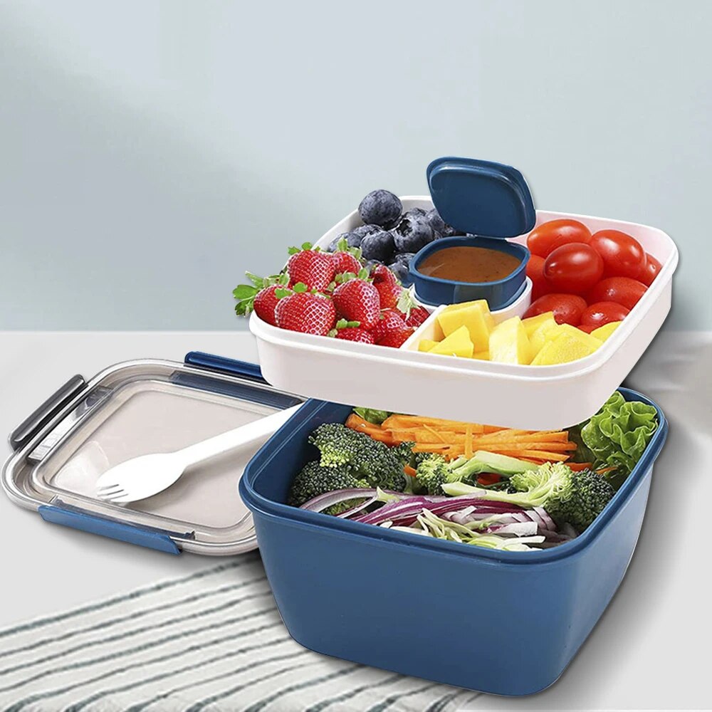 Salad Container Jar - 1100ml/1500ml Portable Lunch Box Container 2