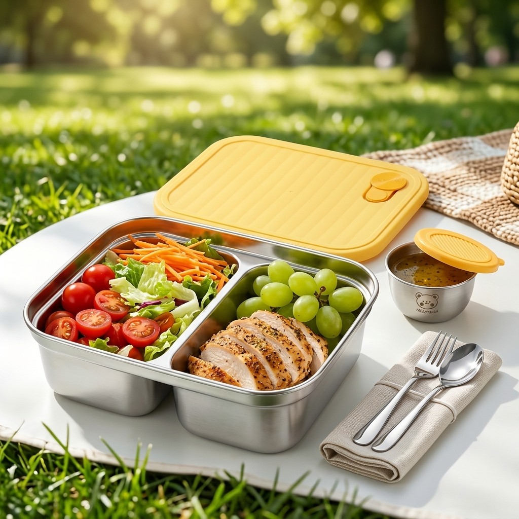 Salad Container Jar - 304 Stainless Steel Lunch Container Portable