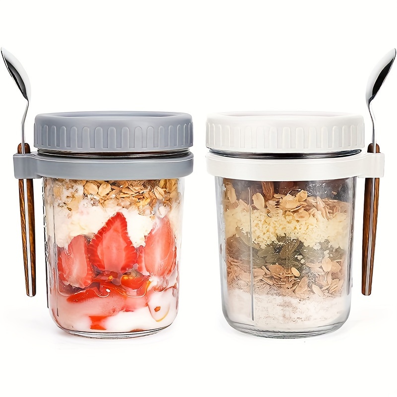1pc/2pcs Glass Oatmeal Cup, Ov - Salad Container Jar review and price