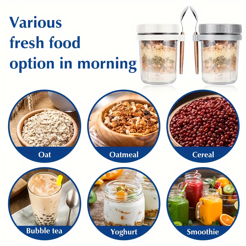 1pc/2pcs Glass Oatmeal Cup, Ov - Salad Container Jar review and price