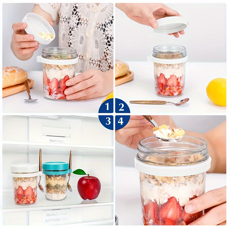1pc/2pcs Glass Oatmeal Cup, Ov - Salad Container Jar review and price