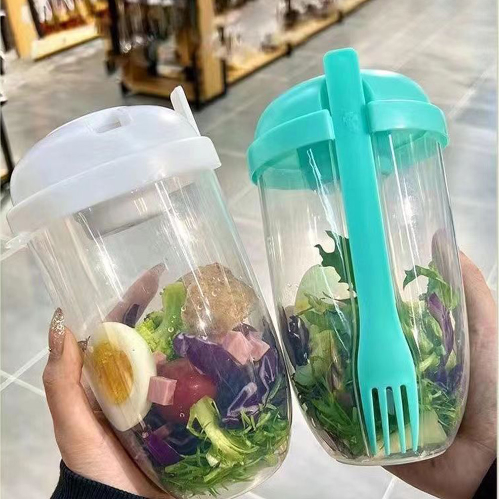 1PC White/Green Portable Bottl - Salad Container Jar review and price