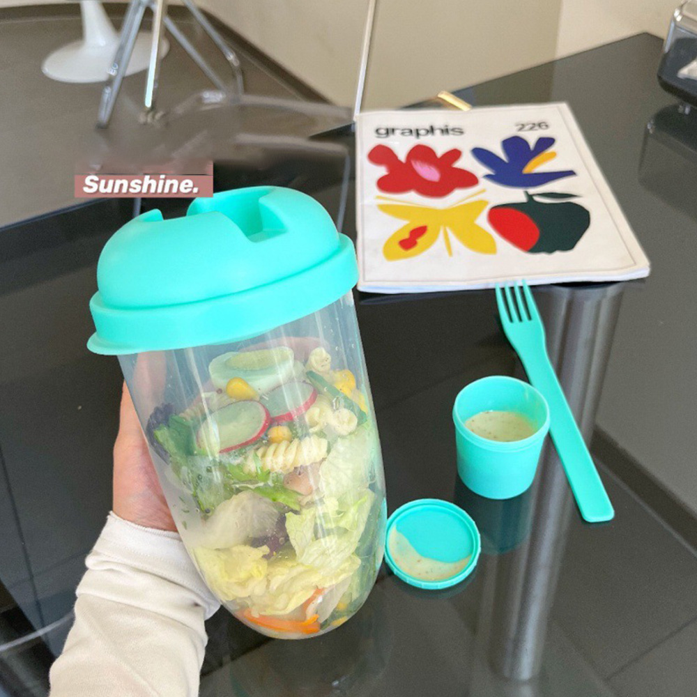 1PC White/Green Portable Bottl - Salad Container Jar review and price