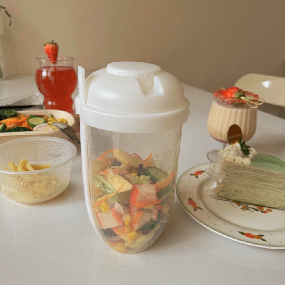1PC White/Green Portable Bottl - Salad Container Jar review and price