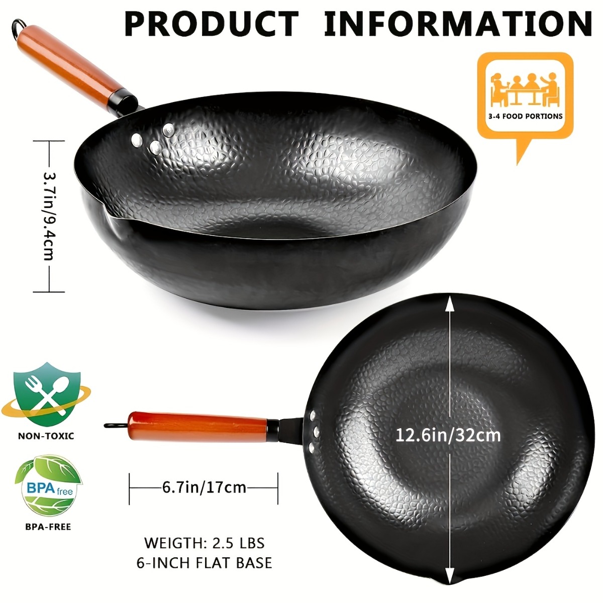 12.6 Inch Cast Iron Wok Set No - Meal Prep Seafood review and price