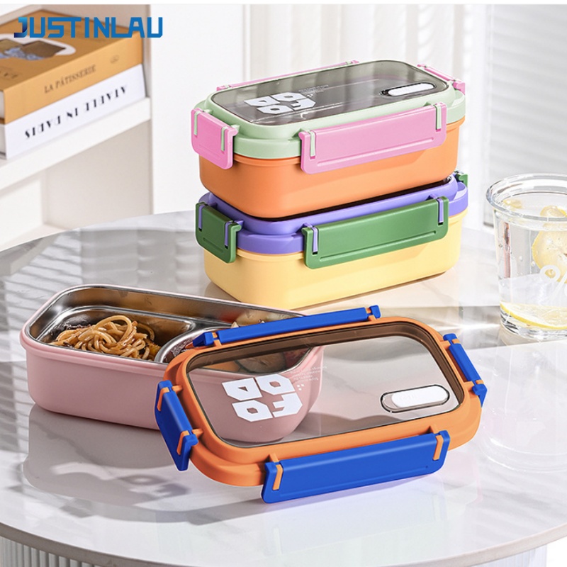 JUSTINLAU 2 Grid Bento Box Sta - Salad Container Jar review and price