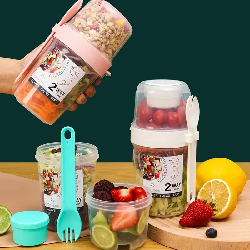 Portable Salad Cup Double Oatm - Salad Container Jar review and price